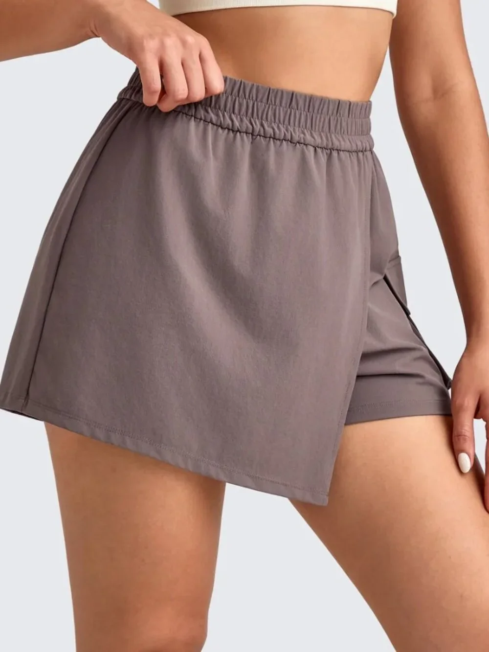G4Free Women's LG Taupe 2 in 1 Elastic Waist Tennis Skort